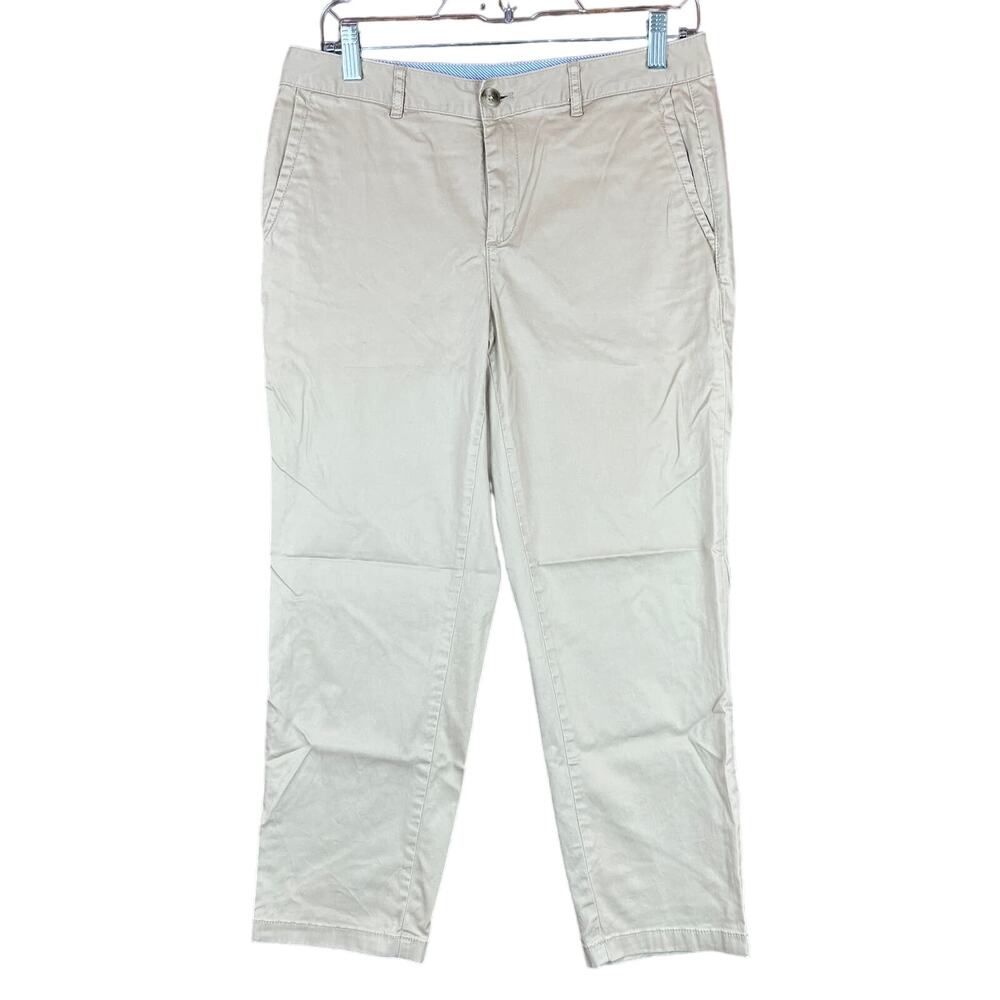 LL Bean Womens Pants Tan Mid Rise Favorite Fit Chinos Stretch Casual 6